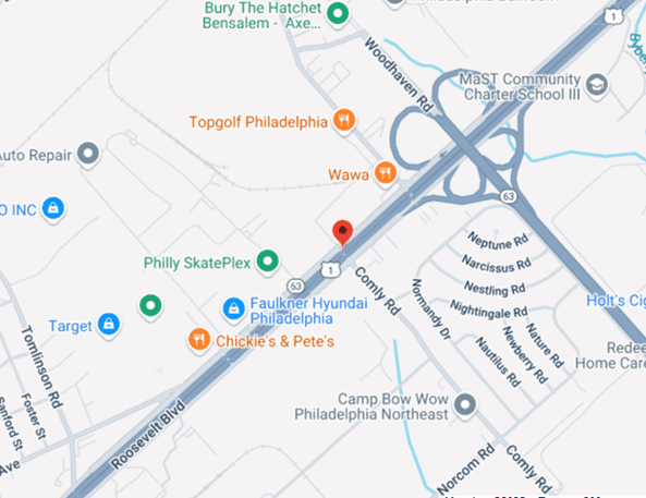 Motorcxycle and Minivan fatal accident at intersection of Roosevelt Boulevard and Comly Roadvin Northeast Philadelphia, PA