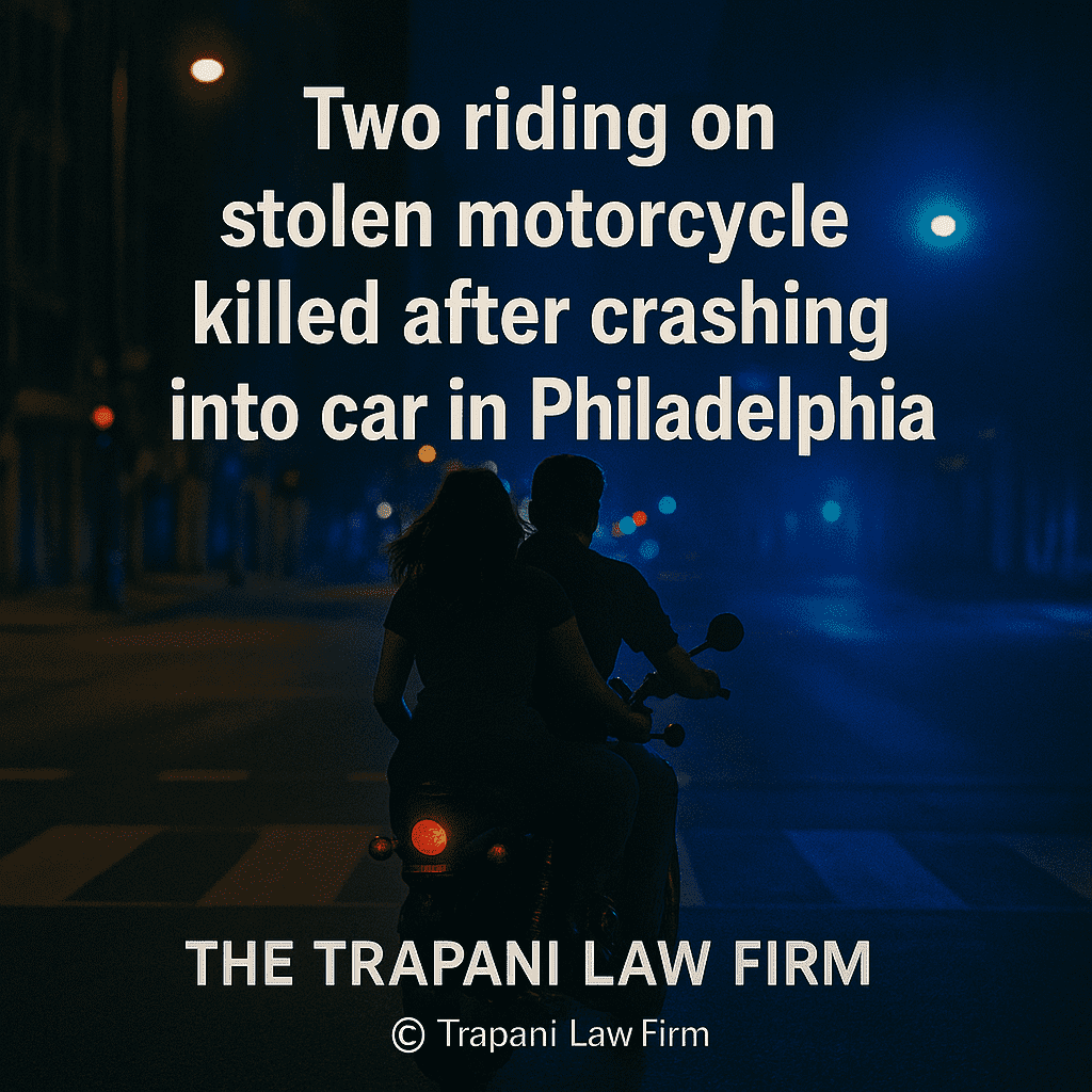 Stolen motorcycle in a fatal accident in Philadelphia, PA