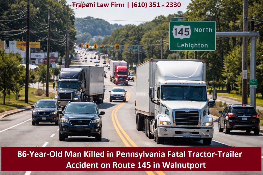 Walnutport, Norhampton County, Route 135 Tractor-Trailer Accident - 86-year-old man killed